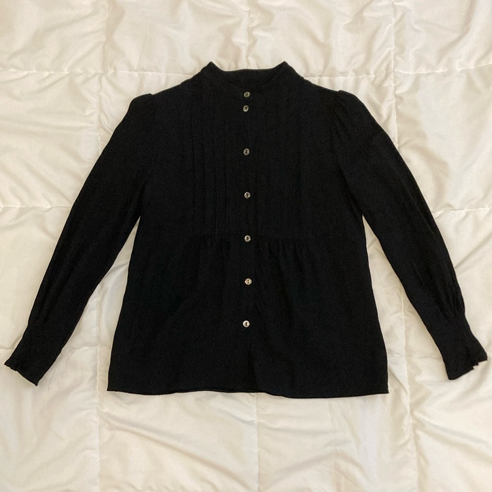 A.P.C. Blouse With Pleated Front and Wrists Black Size 34 (XS)